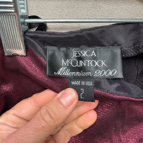 Vintage Jessica McClintock Millenium 2000 Deep Red Metallic Look Trousers - Picture 7 of 13